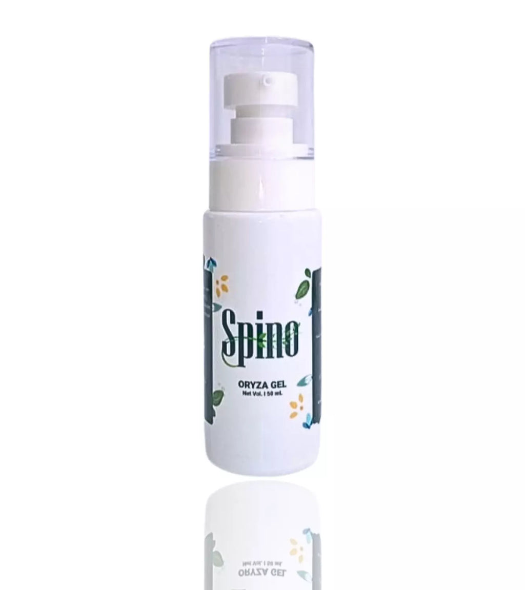 Spino oryza gel bottle on a white background