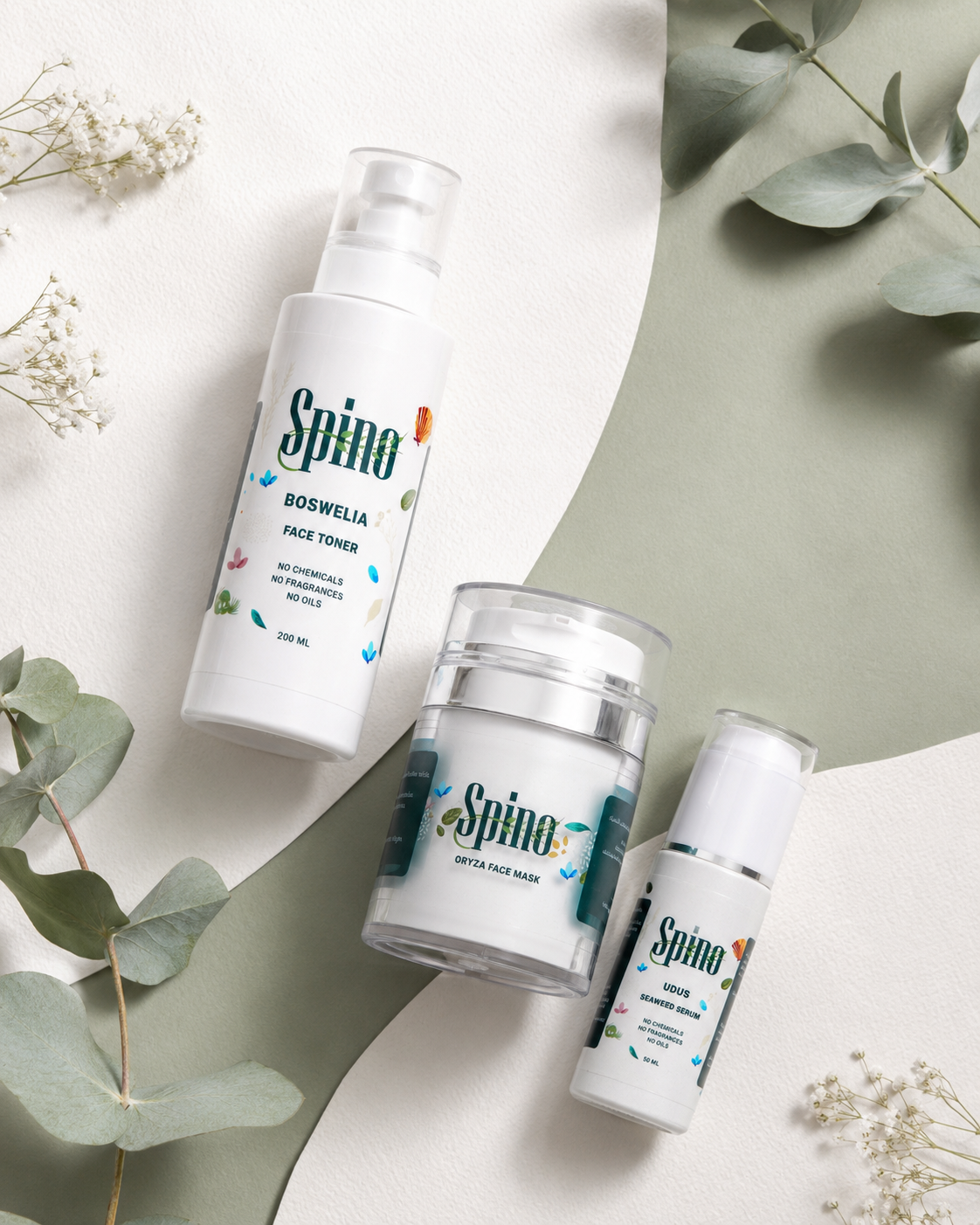 Skincare bundle in a flatlay view